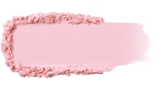 Pink powder with rough edges surrounds a smooth pink area on a white background.