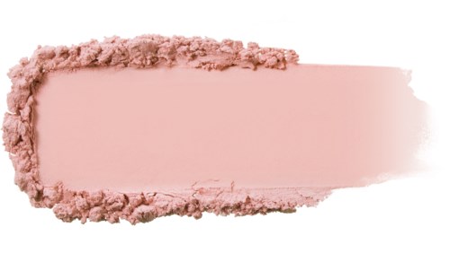 Roze make-up blush met ruwe randen en glad midden op een witte achtergrond.