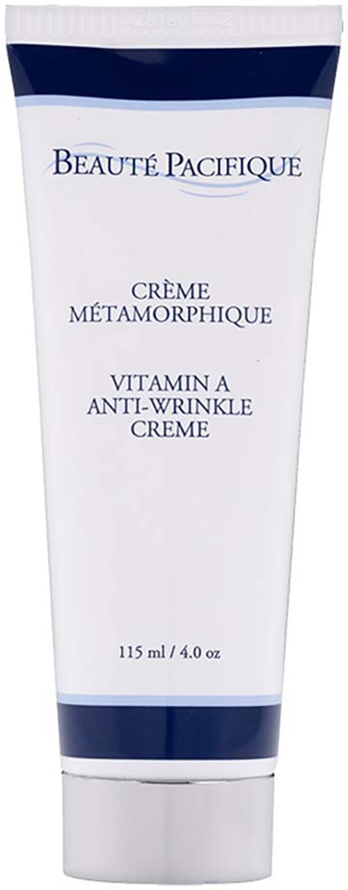 Eine weiße Tube mit blauen Akzenten, beschriftet 'Beaute Pacifique' und Anti-Falten-Creme für das Gesicht. Enthält 115 ml.