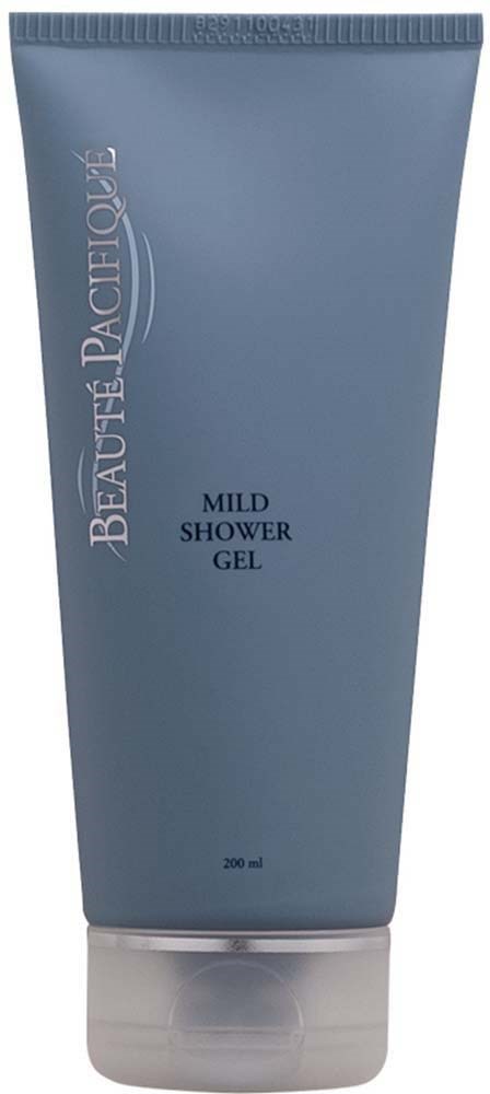 Sininen putkilö, jossa lukee 'BEAUTÉ LACÉTOISE' ja 'MILD SHOWER GEL', sisältää 200 ml.