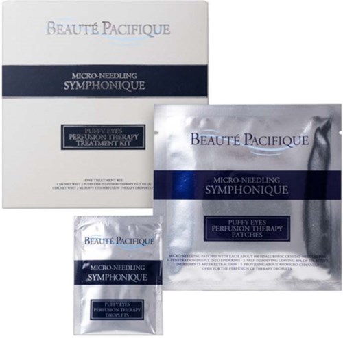 Drei Verpackungen von Beauté Pacificque Micro-Needling Symphonique Therapie, zwei große Kartons und eine kleine Tüte.