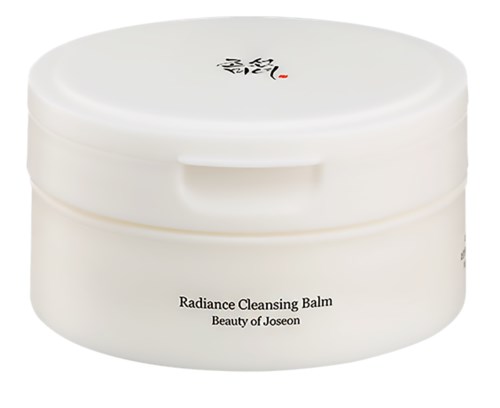 A white round container labeled 'Radiance Cleansing Balm' by Beauty of Joseon.