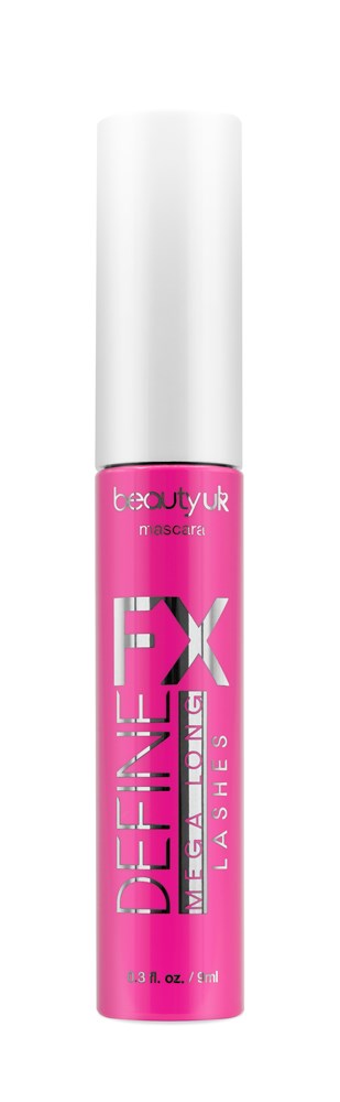 A pink and white tube labeled 'Defining Lash' mascara from Beauty UK. The tube appears slim and tall.
