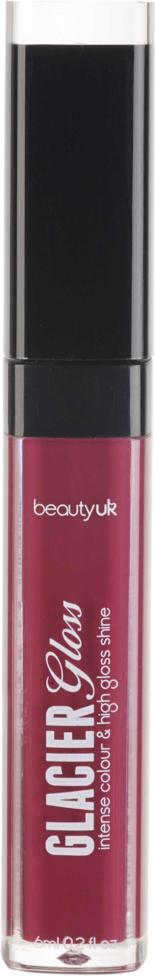 Huulikiillotikkupullo, jossa on vaaleanpunainen sävy ja musta korkki, merkinnöillä 'GEL ACRER' ja 'beautyuk'.