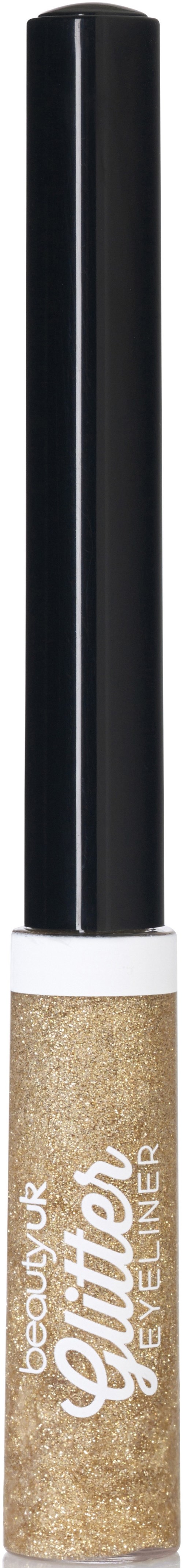 En svart og hvit eyeliner med beige glitterkant for øyesminke.