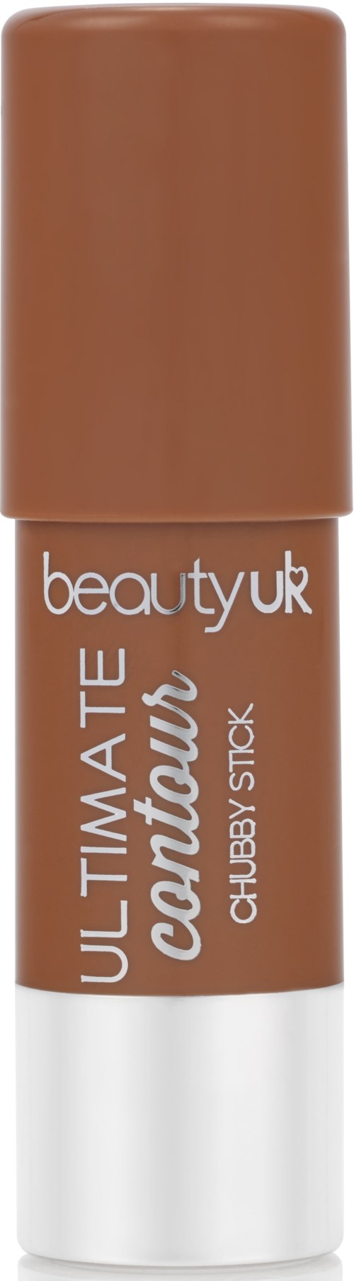 Ruskean sävyinen huuliväri, jossa valkoinen ja hopea teksti, nimeltä Ulitmate Confident Chubby Stick, merkiltä Beauty UK.