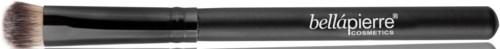 A makeup brush with a black handle and the brand name 'bellápierre cosmetics' on it.