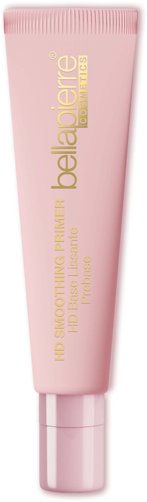 Pinkfarbige Tube mit Bella Pierre Hautpflegecreme mit goldener Schrift, steht aufrecht.