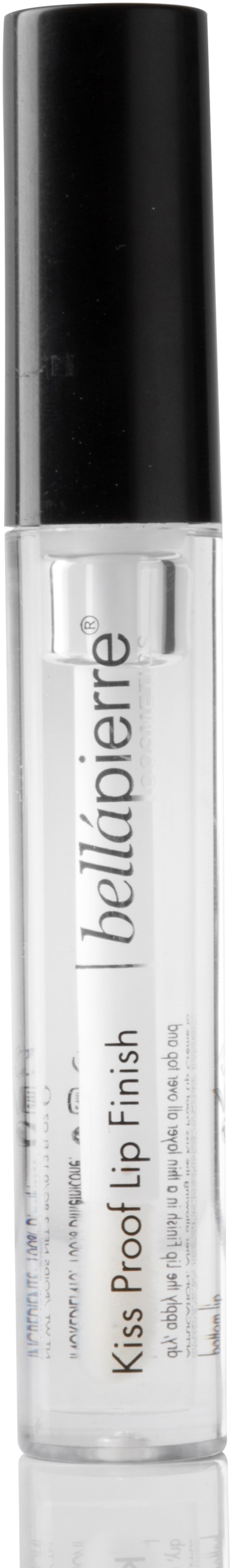 A clear lip gloss in a small tube with a black cap, labeled Bellápierre.