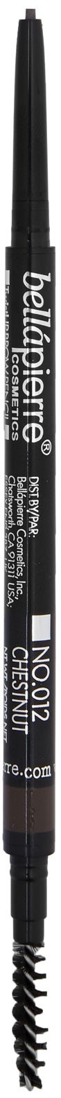 A black eyebrow pencil with a spoolie brush at the end, labeled 'believe.'