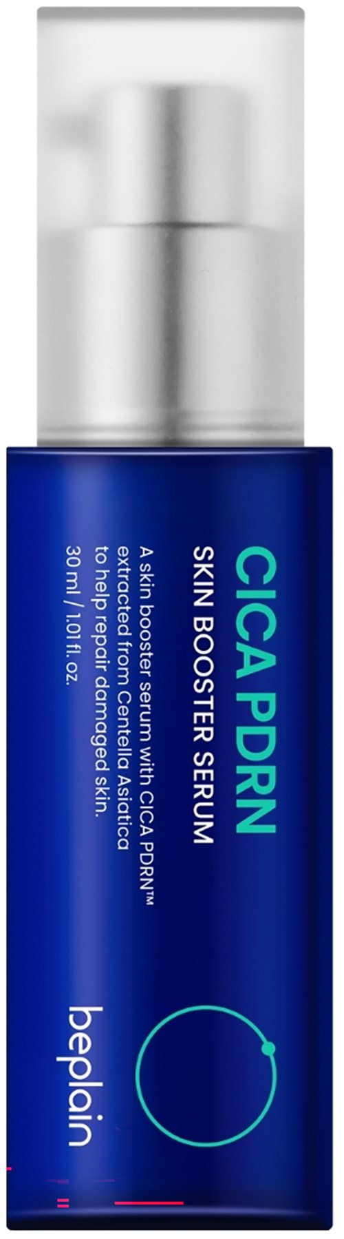 Blauwe fles van Cica Ppkn Skin Booster Serum met witte dop en pomp.