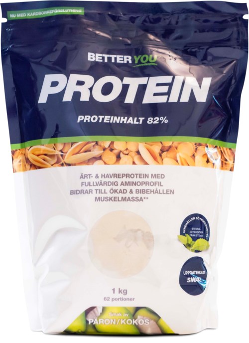 Proteinpåse med blåbär och kokos, hög i protein, för muskeluppbyggnad, 1 kg, 62 portioner.
