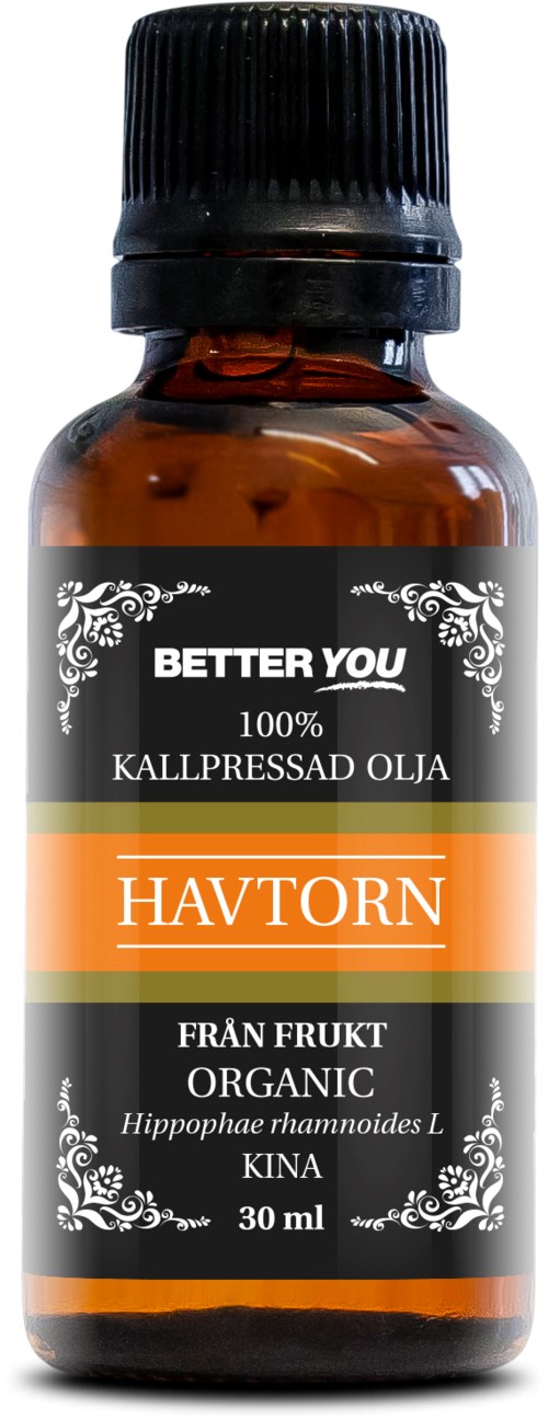 Pieni ruskea lasipullo mustalla korkilla, etiketti kertoo orgaanisesta hedelmäöljystä, tarkoitettu hevosille.