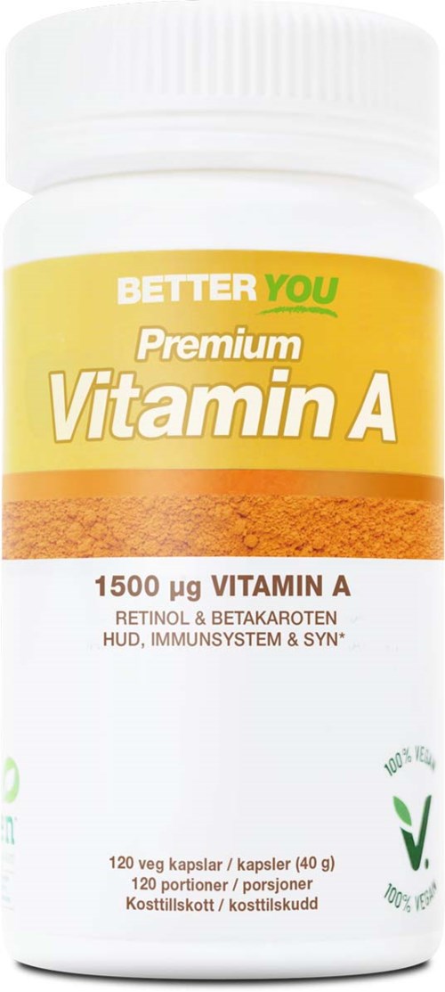 Flaska med D-vitamintillskott med gul och vit etikett som visar dosering och ingredienser.