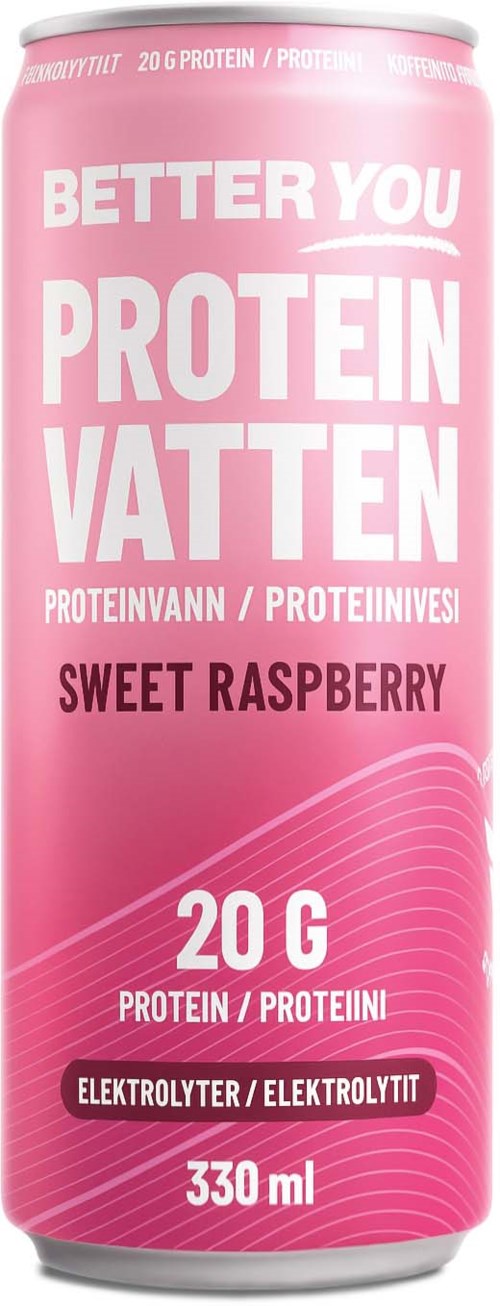 Rosa Dose mit Proteinwasser mit Himbeergeschmack, 20g Protein, 330ml, Elektrolyte.