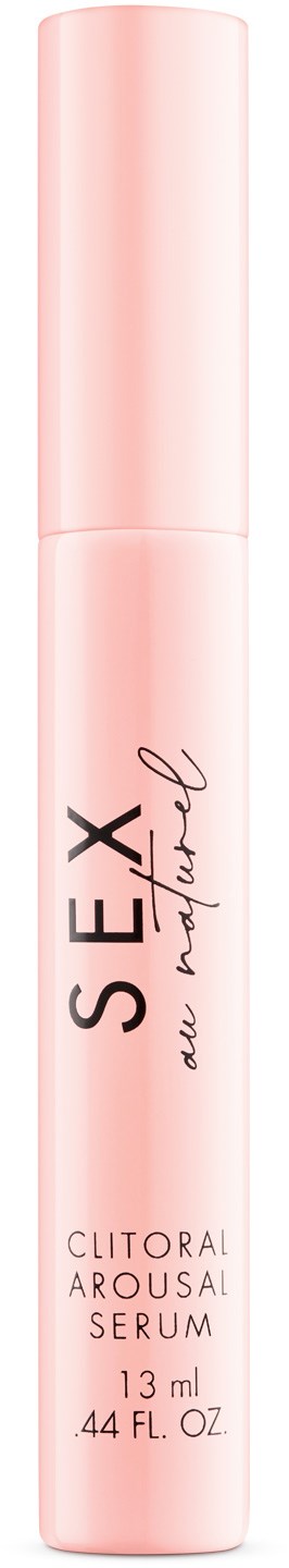 Eine rosa Flasche mit sexueller Erregungssirup, 13 ml, mit schwarzem Text und einfachem Design.