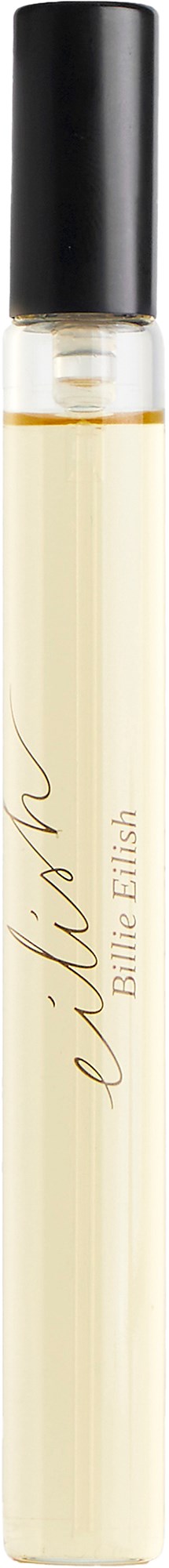 A clear perfume rollerball with black cap and gold writing, labeled 'Elite Elixir' and 'by Lilith' in elegant script.