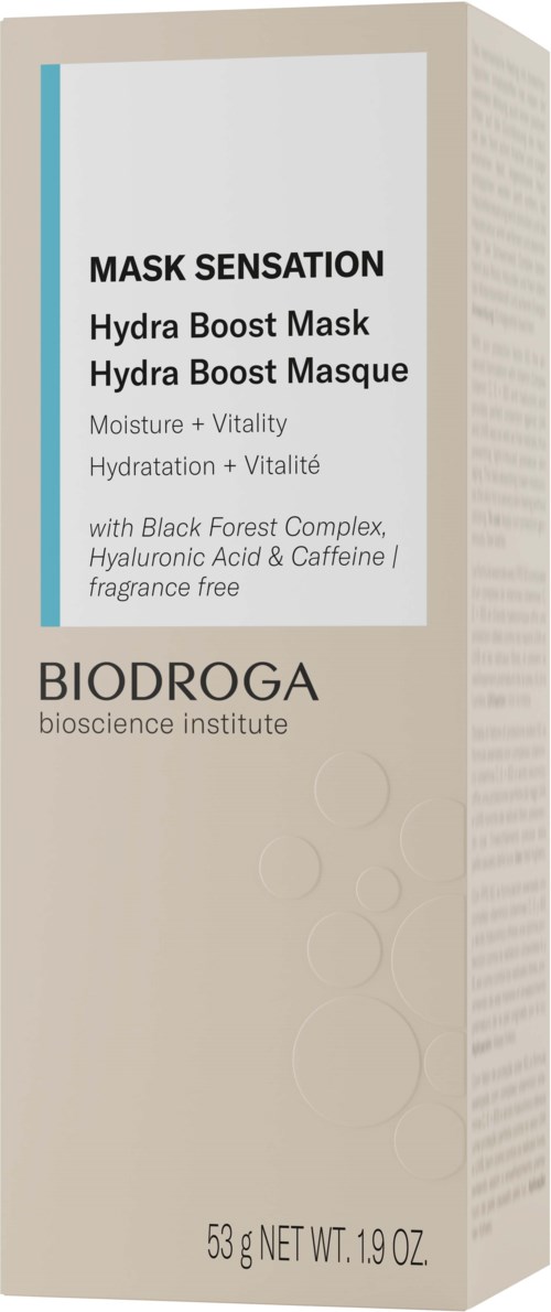 A skincare product named Hydra Boost Mask with ingredients for hydration and vitality, from BIODROGA.