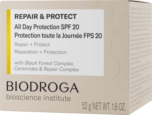 Box of skincare cream with SPF 20 for all-day protection, from Biodroga bioscience institute, 52g.
