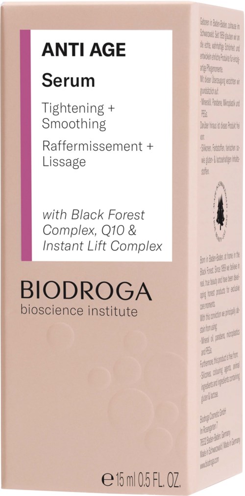 Box of anti-age serum for tightening and smoothing skin, with natural ingredients and skin-boosting complexes.