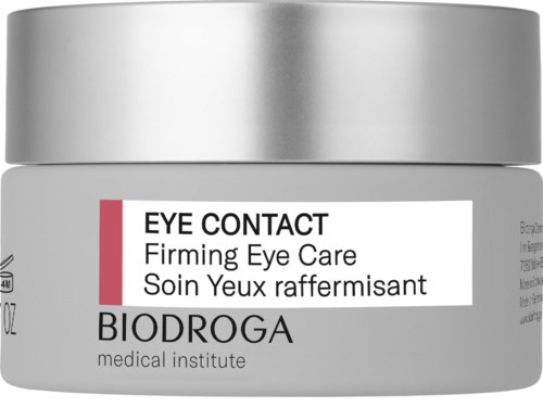 A small jar labeled for eye care, specifically for firming and reducing appearance of eye bags.