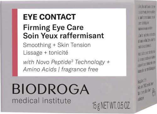 A box of eye care cream for soothing and firming eyes, with technology and fragrance-free ingredients, from BIODROGA.