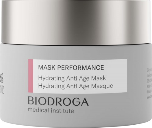 A jar of hydrating anti-age mask from BIODROGA with the label and brand name visible.