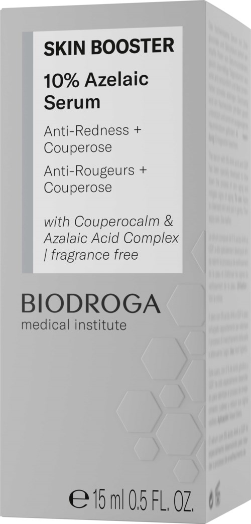 A box of skincare serum with product details, brand name, and ingredients on the packaging.