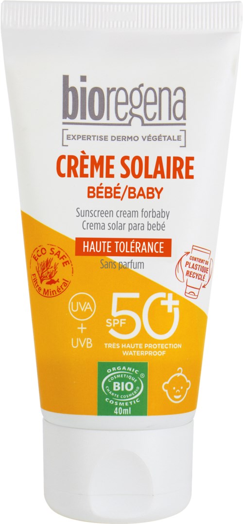 Sonnenschutzcreme für Babys mit hohem Lichtschutzfaktor 50+, wasserfest, biologisch, geeignet für empfindliche Haut, 40 ml.