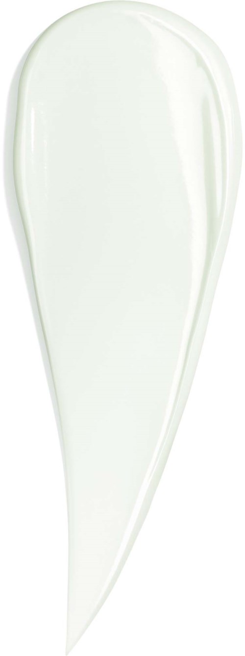 En dråpe med hvit lotion eller serum med glatt, skinnende overflate. Den er smal oppe og bredere nede.