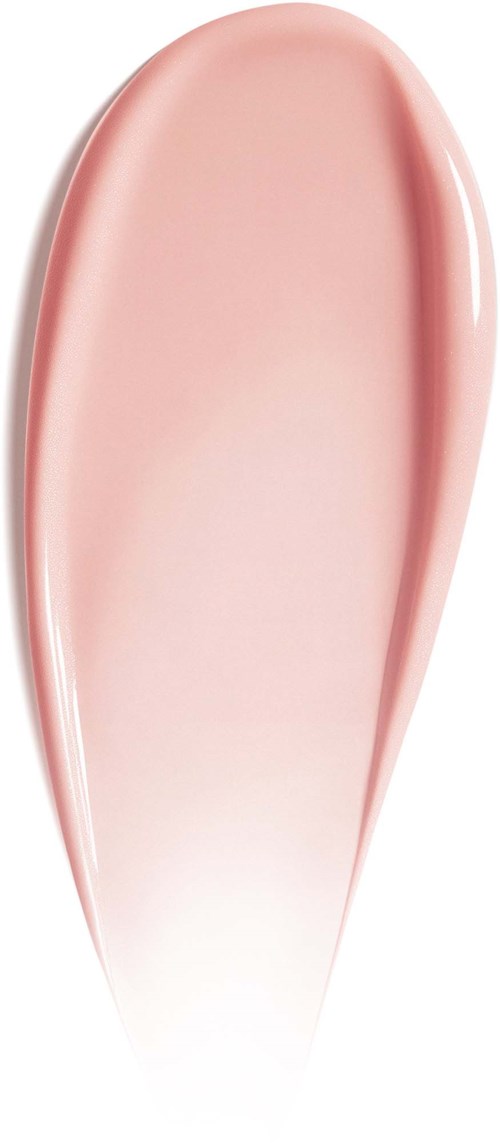 En mjuk rosa, oval formad makeup-borste med rundad spets och slät yta.