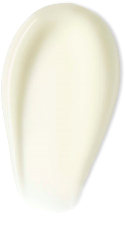 Een wit, gebogen, glad stoffen met een glanzende oppervlakte, mogelijk room of lotion.