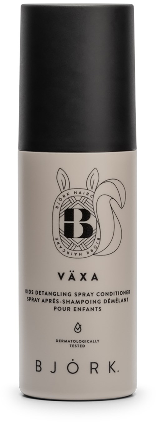 A white spray bottle with a black cap, featuring a drawing of a fox and a large B on the label.