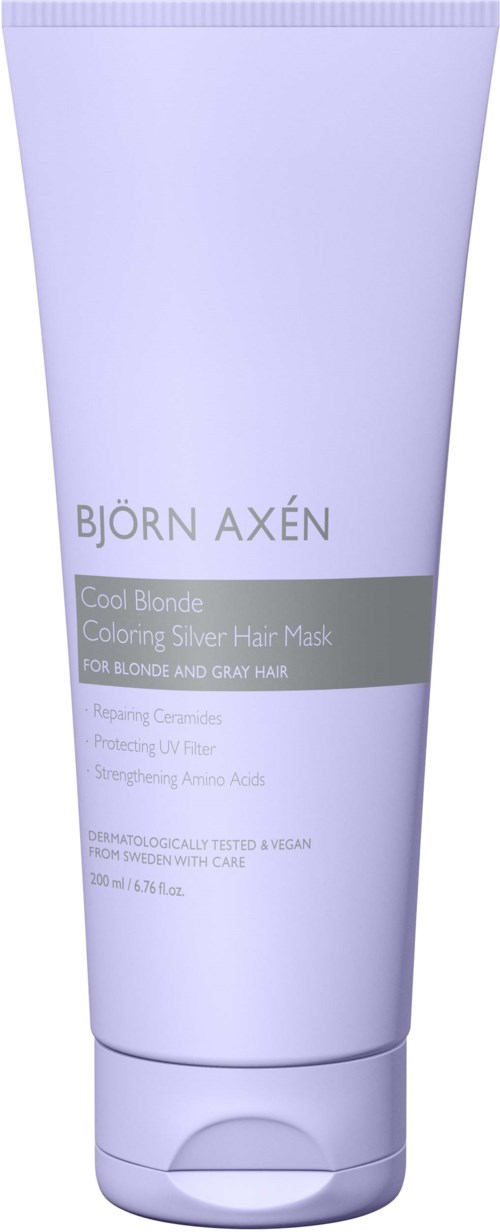 Een witte haarmasker voor blond en grijs haar met verzachtende ingrediënten voor gezond haar.