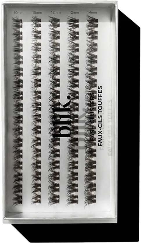 A box with different styles and lengths of false eyelashes for makeup.