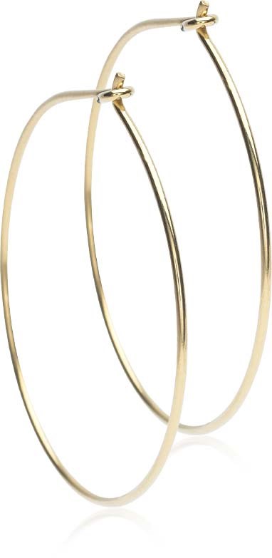 Gull hoops-øreringer med en tynn, slank design og liten lås.