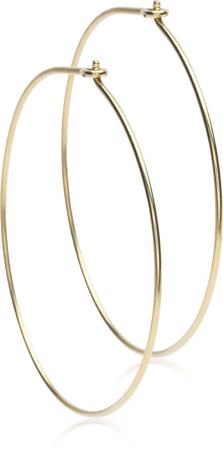 Et par store gullhoopeører med enkel, tynn design.