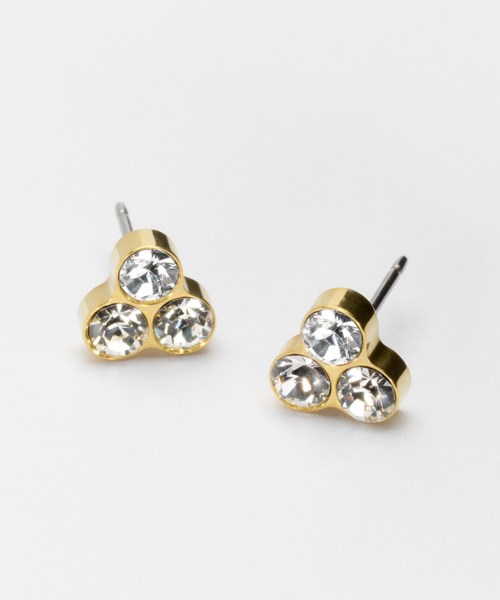 Guld- och kristallörhängen i triangelform, enkel och elegant design.
