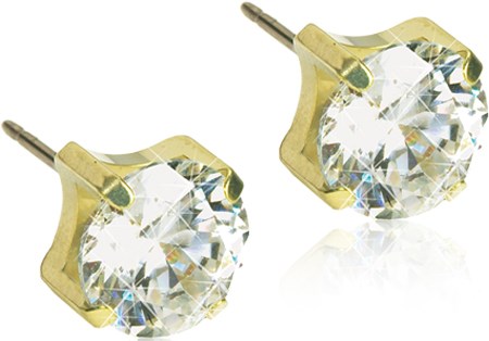 Blomdahl Golden Titanium Tiffany CZ White 4 mm