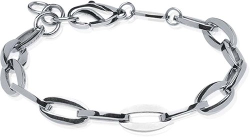 A silver chain bracelet with large links and a secure clasp.