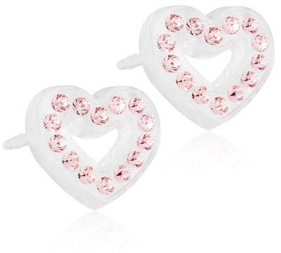 Two heart-shaped objects decorated with pink gems, looking shiny and cute.