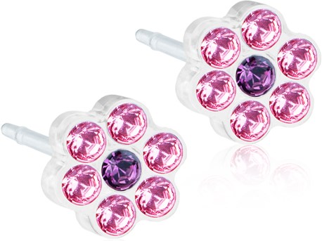 Two dental LED lights with pink and purple bulbs, used for mouth examinations.