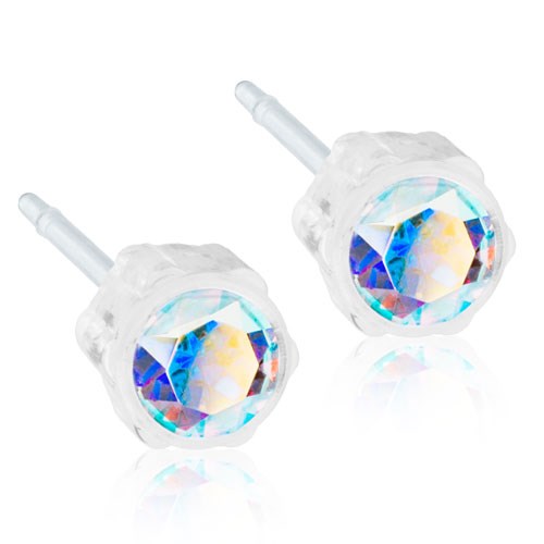 Dette er glitrende ørepynt med store, fargede, juvel-lignende steiner som reflekterer lys. De er laget av klart materiale og har en pinne for piercing.