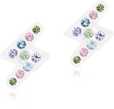 Färgglada rhinestones i pastellnyanser ordnade i zickzackform.