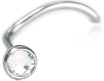 A stethoscope with a round, clear chest piece and flexible metal tubing. It is used by doctors to listen to the heart.