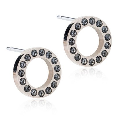 Blomdahl Natural Titanium  Brilliance Puck Hallow 10mm Black Diamond