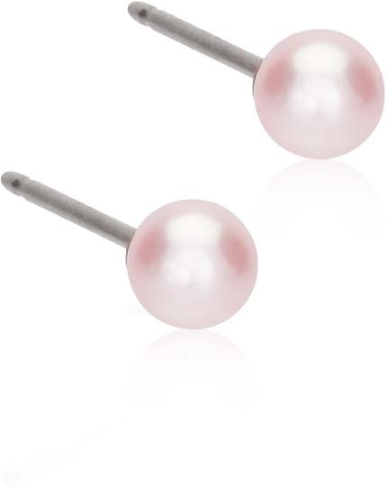 Ljusrosa pärlörhängen med silverstift.