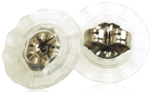 Two metal cookie cutters, one flower-shaped and one star-shaped, in clear plastic cases.