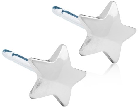 Star-shaped earrings made of shiny silver, with post backs for pierced ears.
