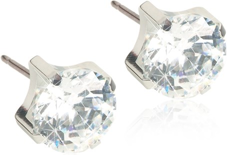 A pair of silver earrings with large clear gemstones that sparkle brightly.